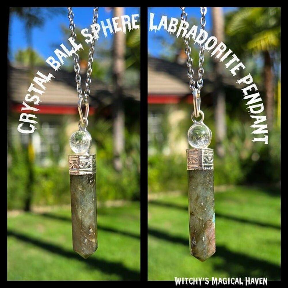 Sphere Labradorite Point Crystal Pendant